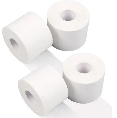 Zdjęcie produktu dla Biała taśma sportowa, zestaw 4 rolek, taśma do palców, 2,5 cm x 10 m, samoprzylepna, możliwość rozerwania