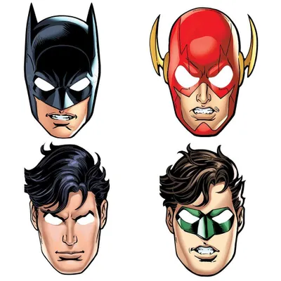 Obrázok produktu pre Párty masky superhrdinov Justice League, licencované, 8 kusov, farebné - jedna veľkosť