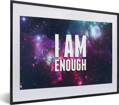 Produktbild von MuchoWow® Gerahmtes Poster Zitate - 'Ich bin genug' - Sprichwörter - Sterne - Jungen - Mädchen - Kinder 40x30 cm - Poster mit Schwarzem Bilderrahmen Wandposter Rahmen Foto Bilder - Bilderrahmen - Poster im Rahmen
