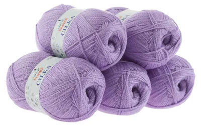500g Strickgarn CILKA by VLNIKA Klassikgarn Strickwolle mit Schimmereffekt, lila