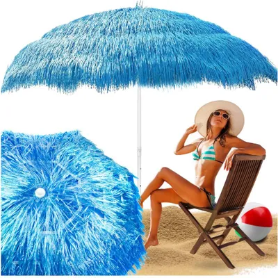 Zdjęcie produktu dla Hawajski parasol plażowy ogrodowy na balkon taras sznurkami plażę niebieski