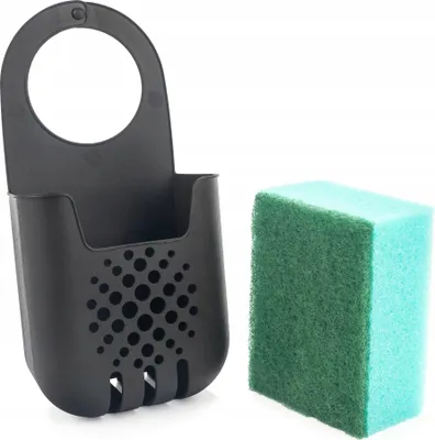Produktbild von KADAX Schwammhalter, Abtropfgestell für Spülschwamm, Wasserhahnregal (Schwarz)