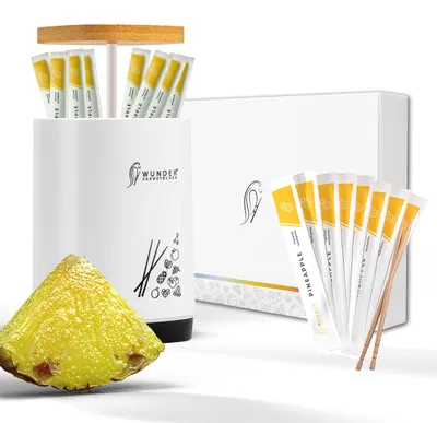 Produktbild von Wunder Zahnstocher - 1x Wunder Zahnstocher mit Geschmack 100 Stück Ananas Einzel verpackt + 1 x Zahnstocherspender für deinen Lifestyle
