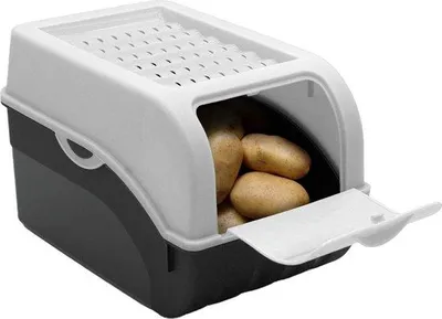 Produktbild von Famanu Set von 2 Stapelbaren Aufbewahrungsboxen für Kartoffeln und Gemüse – 4 kg Kapazität – 29x19x19 cm