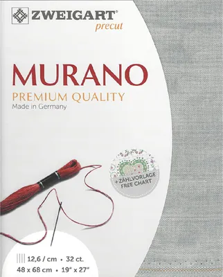 Obrázek produktu pro Látka MURANO Zweigart, rovnoměrná struktura, předstřižená, 32 nití na palec, barva 7729, vintage šedá, látka určená k vyšívání, rozměry 48x68 cm