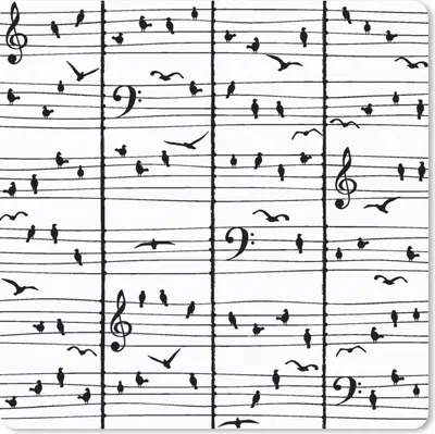 Produktbild von MuchoWow® Mauspad Mousepad Muster - Vogel - Musik 20x20 cm - Mousepads - Maus Mat - Pad - Mausunterlage - Desk Mat - Bureauartikeln