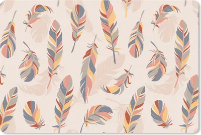 Produktbild von MuchoWow® Schreibtischunterlage Federn - Federn - Muster - Pastell 60x40 cm - XXL Mauspad - Großes Mauspad