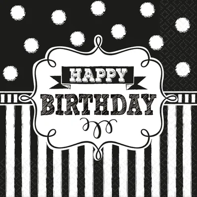 Produktbild von 16x Servietten Black & White Chalkboard