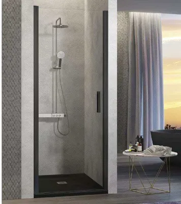 Produktbild von Duschtür für Nischen NARDI schwarz - 60-64 cm Glas 6mm