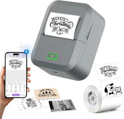 Obrázek produktu pro Mini tiskárna, fototiskárna Bluetooth 2 palce 20–58 mm, tiskárna s aplikací pro iOS a Android, tiskárna štítků 203 DPI pro organizace, firmy a školy