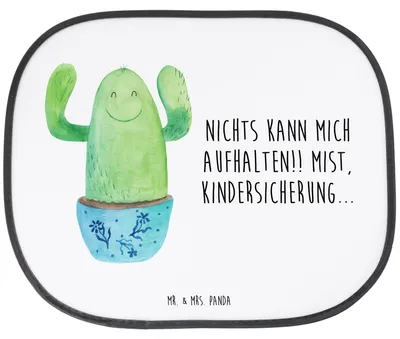 Produktbild von Mr. & Mrs. Panda Hitzeschutz Auto Kaktus Happy - Weiß - Geschenk, Kollege, Sonnenschutz Seitenscheibe, Autosonnenschutz, Autoscheiben, Spruch, Kakteen, Motivation, Mutter