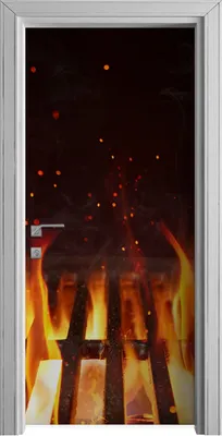 Produktbild von Tür Selbstklebende 90x210 cm Türfolie Türtapete Klebefolie - Feuer auf Grill