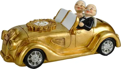 Produktbild von Kremers Schatzkiste XXL Spardose Goldhochzeit 50 Jahre Gold-Paar im Oldtimer 21cm