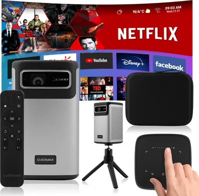 Obrázek produktu pro Projektor Overmax Multipic 8.1 rozlišení až 4K, AUTO FOCUS, bezdrátová projekce až 2,5 hodiny, bezdrátové připojení k internetu