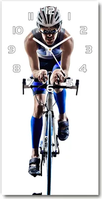Produktbild von Wanduhr aus Glas – 30x60 cm - Glasbild - Glasuhr - Gehärtetes Glas -Radfahrer