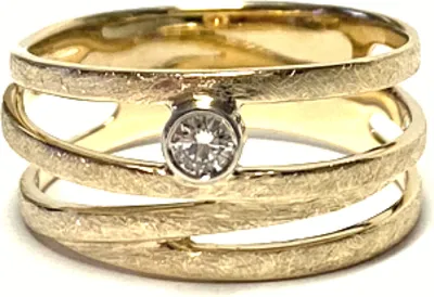 Produktbild von Goldring 585/- Brillant 0,09ct w/si Verlobungsring Klassiker Bandring eismatt Solitär #58