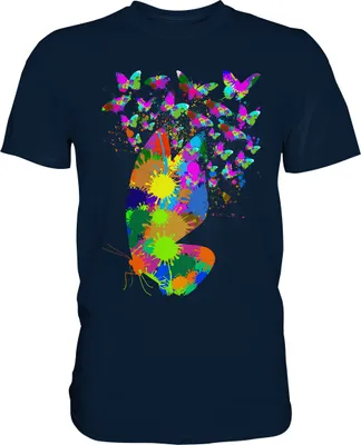 Produktbild von Bunte Schmetterlinge Splash T-Shirt – Navy / L