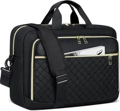 Image de Sacoche pour ordinateur portable Famanu, 17,3 pouces - Noir, idéale pour le travail et les voyages