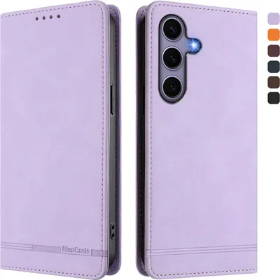 Produktbild von Hülle für Samsung Galaxy S25 / S24, Retro Kunstleder Ständer Klapphülle mit Kartenfächer und Magnetische Violett