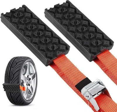 Produktbild von Universelle Reifenketten für Auto & Camper - Schneeketten aus Gummi für Grip auf Schnee, Matsch & Sand