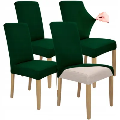 Produktbild von Stuhlhusse 4er Pack - Grün - Universal - Stretch - Bezug für Stühle - Elasthan