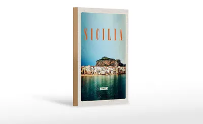 Produktbild von Holzschild Reise 12x18 cm Sizilien Strand Europa Urlaubsort