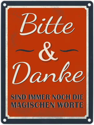 Produktbild von Bitte & Danke Schild Blechschild Aluminiumschild Emailleschild