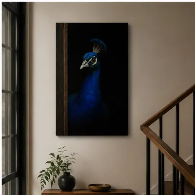 Produktbild von UNUS Leinwand Wandbild Wanddeko Tierportrait Pfau bespannter Keilrahmen