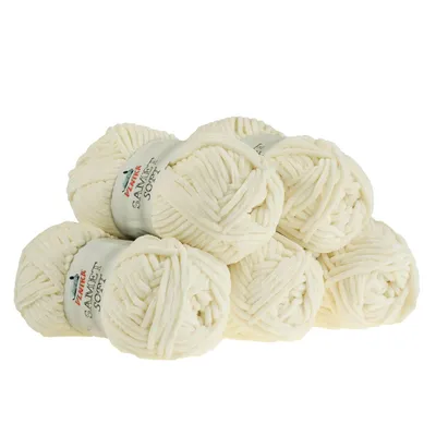 500g Strickgarn Samet Soft Chenille cremeweiß