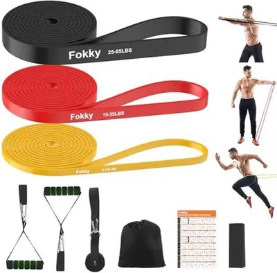 Produktbild von Famanu Fitnessbanden mit Türankern - 3 Niveaus für Stretching, Pilates, Yoga und Squats