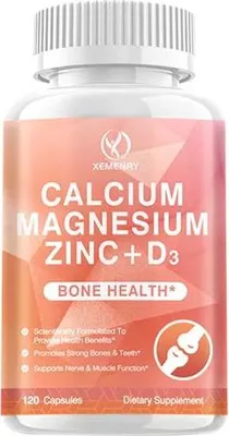 Produktbild von Calcium Magnesium Zinc + Vitamin D3 (120 Kapseln) Nahrungsergänzungsmittel, Knochen, Muskeln, Zähne, Immunsystem
