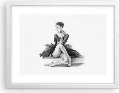 Produktbild von Gerahmtes Poster - Weißer Rahmen - Ballerina Zeichnung Bleistift - 40x30 cm - Wand Bild - Wanddeko - Wandbilder - Kunstposter - Wandposter - Bilderrahmen - Bilder - Kunstdruck - P2WAA40x30-4496