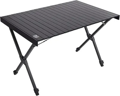 Image de Table pliante pour camping, réglable en hauteur, table pliante portable en aluminium avec sac, idéale pour les pique-niques, la cuisine en extérieur, le jardin, la randonnée et les voyages. Dimensions : 108 x 71 cm. Couleur : noir