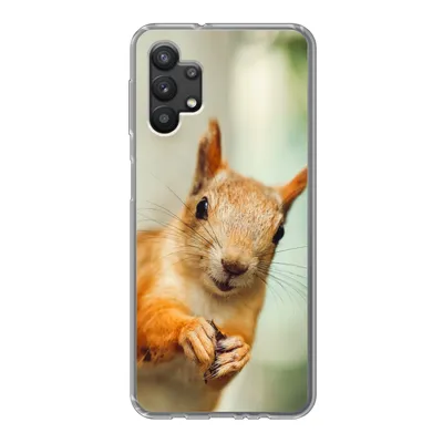 Produktbild von MuchoWow® Handyhülle Schutzhülle Hülle für Samsung Galaxy A32 5G Eichhörnchen - Lustig - Nuss - Kinder - Jungen - Mädchen - Kind Silikon Softcase Handy Hülle - Softcase