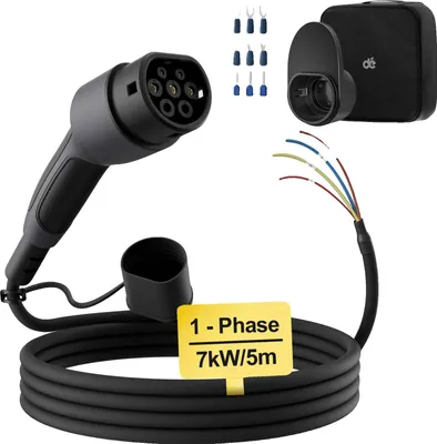 Image de Câble de recharge pour véhicules électriques, puissance 7 kW, évaluation IP55, plusieurs options de longueur, câble 7kW 5M