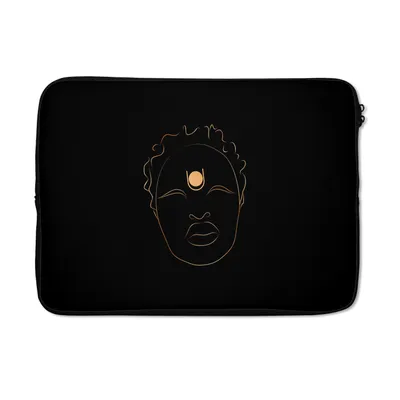 Produktbild von MuchoWow® Laptop Hülle 14 ZollFrau - Strichzeichnung - Gold - Schwarz Laptoptasche - Laptoptasche - Stoßsicher - Schutzhaube