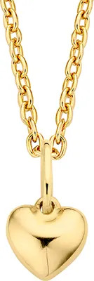 Produktbild von Neu Bling Gold 9NBG-0071 - 14 Karat Gold Halskette mit Anhänger - Halbkugeliges Herz - Ankerglied - 39 + 3 + 3 cm Gold