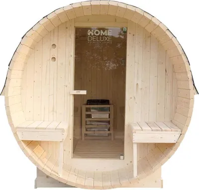 Produktbild von HOME DELUXE Outdoor Fasssauna LAHTI DELUXE - L 195 x 192 x 220 cm inkl. 8 kW Saunaofen & Zubehör