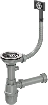 Produktbild von QUADRON Abfluss der Spüle Manuell mit 1-Kammer-Siphon, Siphon für Granit Küchenspüle mit Ablaufschlauch, Farbe: Stahl, aus SteelQ