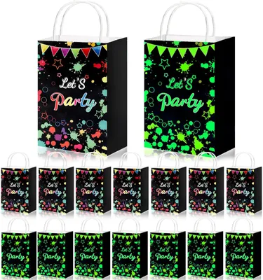 Productafbeelding van Set van 8 Oplichtende Papieren Geschenkzakjes in Zwart