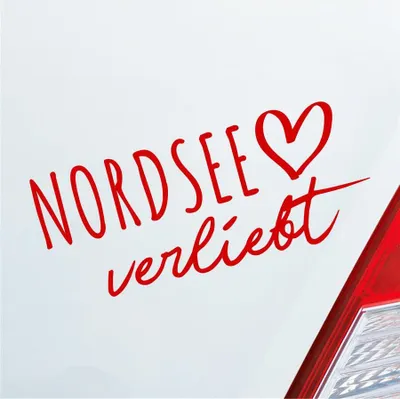 Produktbild von Auto Aufkleber Nordsee verliebt Herz See Norden Liebe Car 19x8 cm Rot Sticker Heckscheibenaufkleber