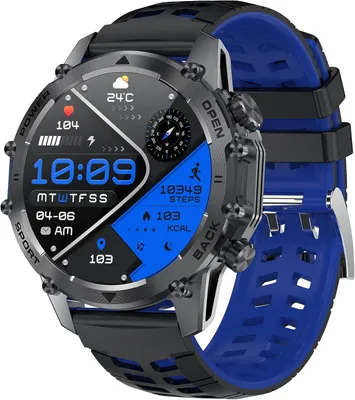 Immagine prodotto di Smartwatch da uomo, orologio intelligente HD da 1,52 pollici con batteria da 500 mAh, lunga durata, 114 modalità sportive, stile militare, fitness tracker con monitoraggio della frequenza cardiaca, resistente