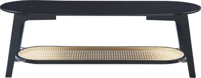 Produktbild von Couchtisch ‘Taivalkoski’ Bambus 120 x 43 x 40 cm Schwarz / Rattanoptik