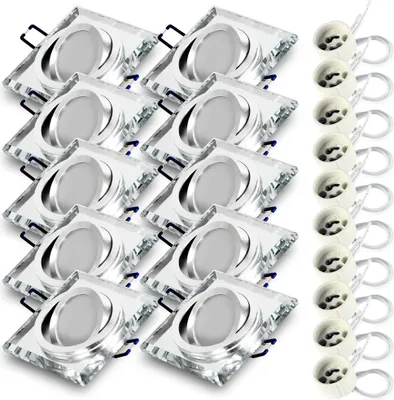 Obrázek produktu pro 10x vestavné bodové svítidlo SET RIK.11 otočné čiré hranaté GU10 7W neutrální bílé