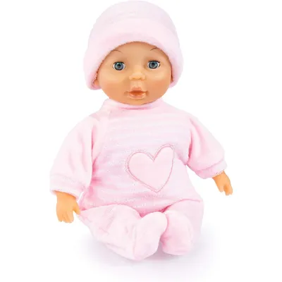 Produktbild von My First Baby Bayer Design 92802AT 28cm, Babypuppe, Weichkörperpuppe mit Schlafaugen, sehr handlich, niedliches Outfit, rosa mit herz