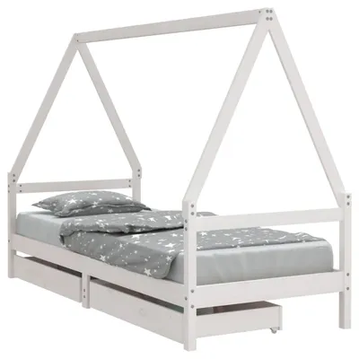 Produktbild von vidaXL Kinderbett mit Schubladen Weiß 80x200 cm Massivholz Kiefer