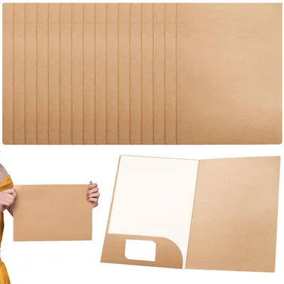 Productafbeelding van 16 documentmappen A4, bruin kraftpapier, 310x220mm, met kaartsleuf