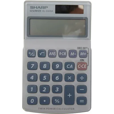 Produktbild von Sharp EL-240SA, Tasche, Einfacher Taschenrechner, 8 Ziffern, 1 Zeilen, Batterie/Solar, Blau, Grau