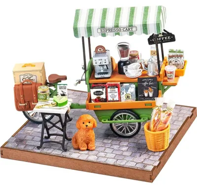 Immagine prodotto di Puzzle 3D, Minicasa DIY Aromatic Coffee Cart, RoLife, 162 pezzi