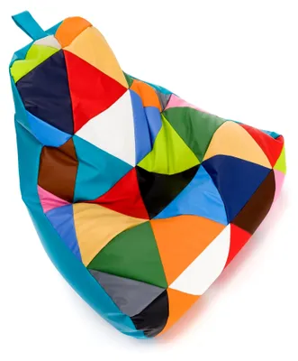 Produktbild von Keiko Patchwork Pouf Sessel für den Außenbereich - Sitzsack mit Styroporkugeln - Wasserfester Stoff - Entspannungssessel - Größe M - 100x80x85cm, Türkis